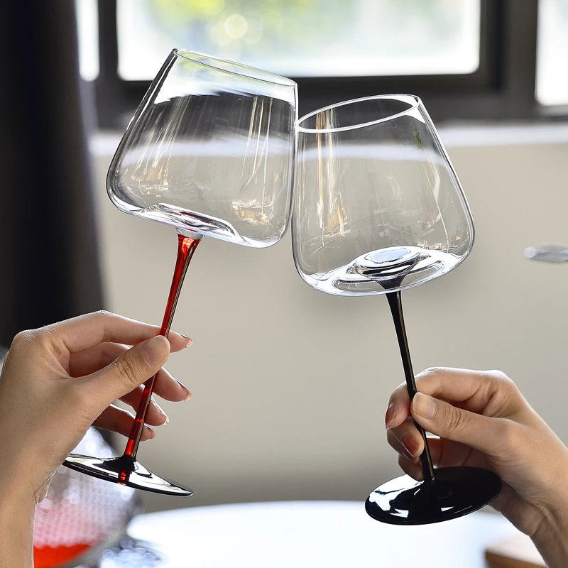 

550ml Black Red Wine Glasses Home Nordic Creative Light Luxury Lead-Free Crystal Glass Cup Tumbler Goblet Kitchen Bar Drinkware