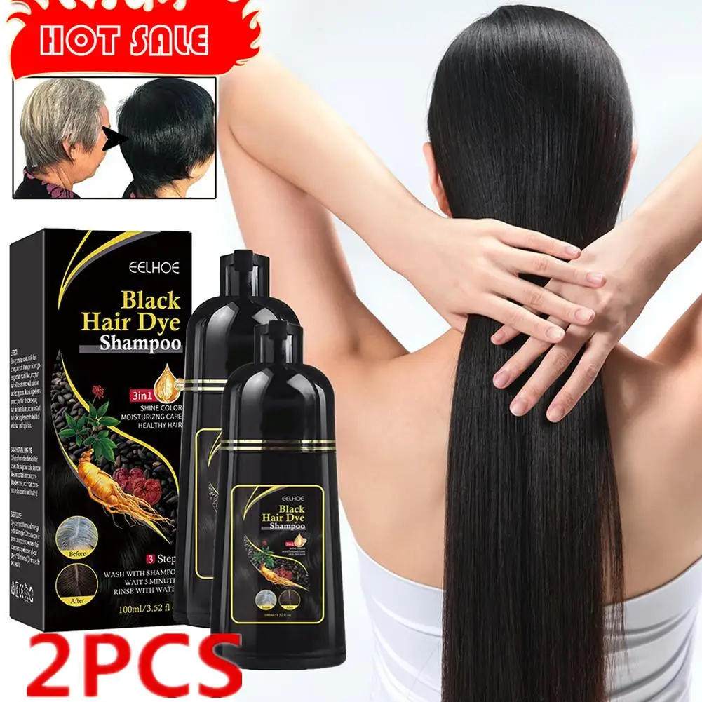 Shampoo For Gary Hair Dark Brown Black- For Women & Men 3 In 1-100% Grey Coverage