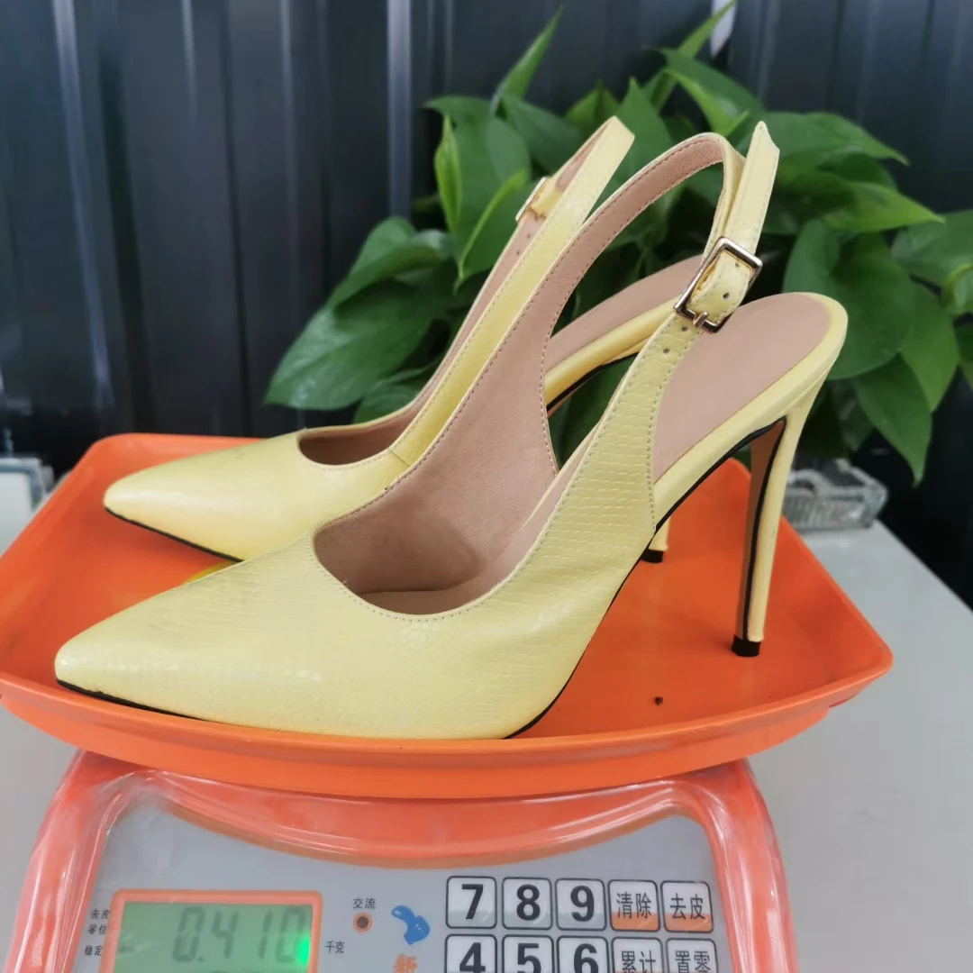 

SHOFOO shoes Fashionable women's shoes Open heel shoes Pointed toe pumps About 11cm high heels Lady pointed shoes Fashion show