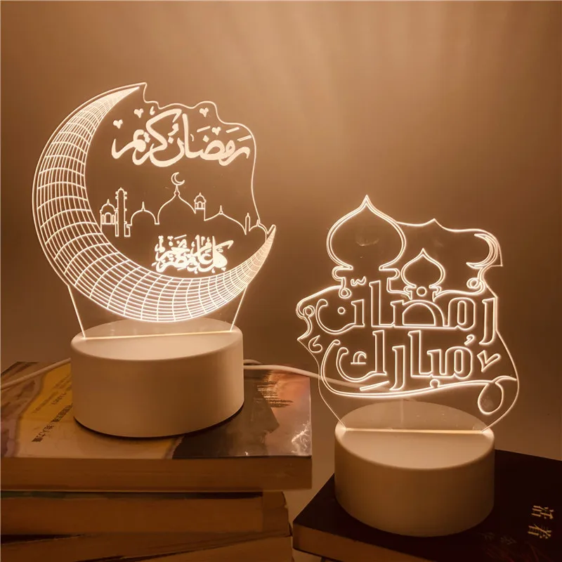 3D светодиодный ночсветильник Eid Mubarak украшение 2022 Kareem Рамадан Декор для дома Al Adha