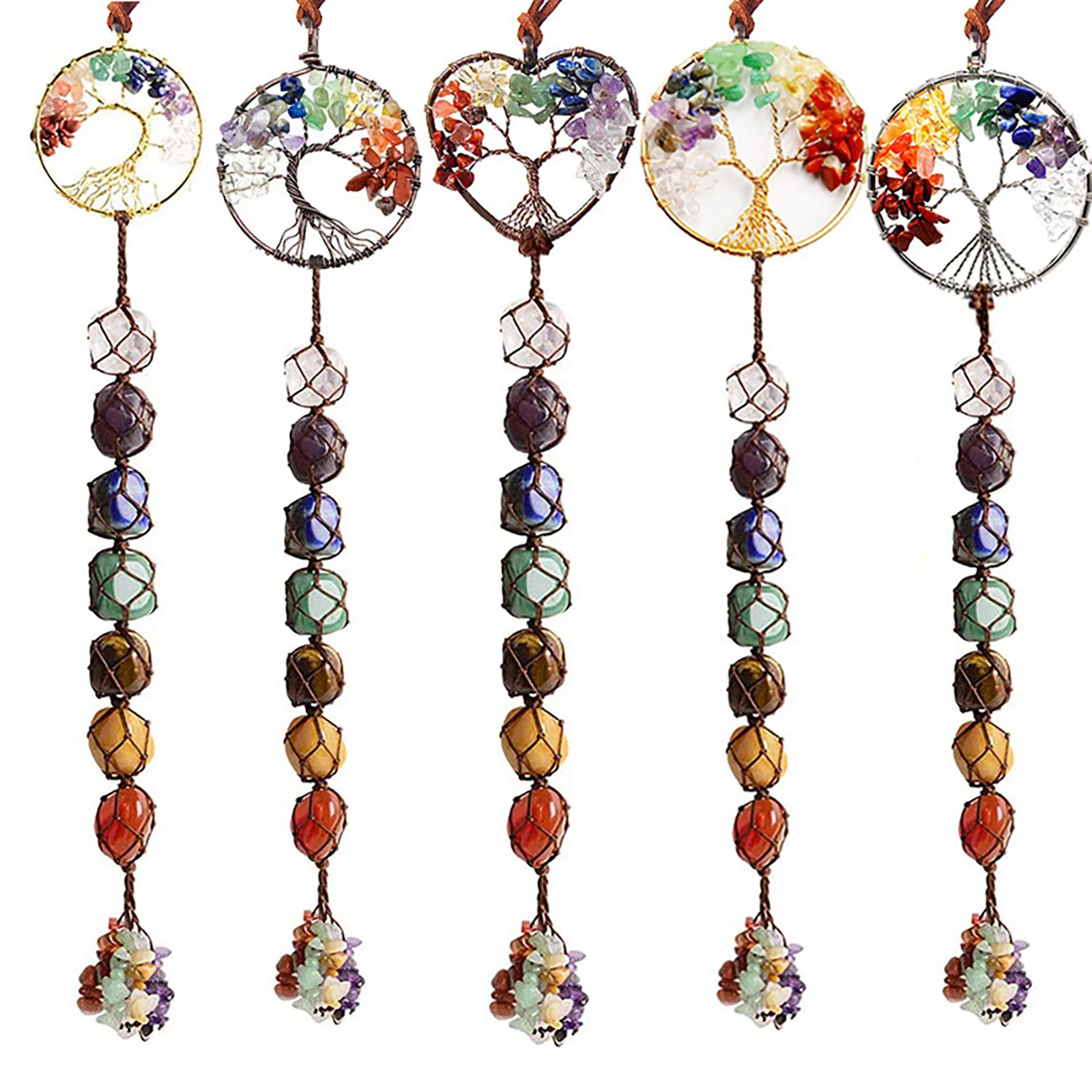 

Кристалл 7 цветов, оригинальный камень, подвеска ручной работы из натурального камня, украшение из дерева жизни, целяющая душу, подарок подр...