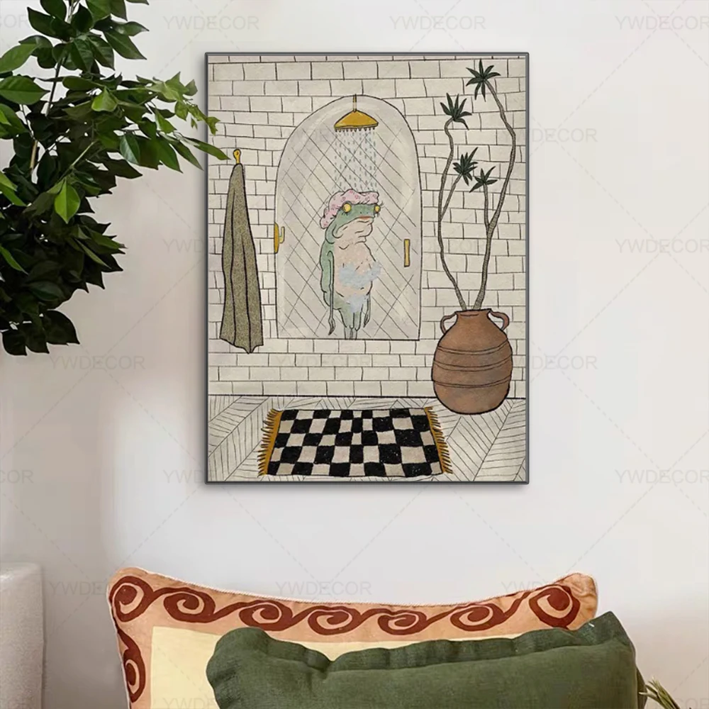 Настенный плакат лягушки для купания