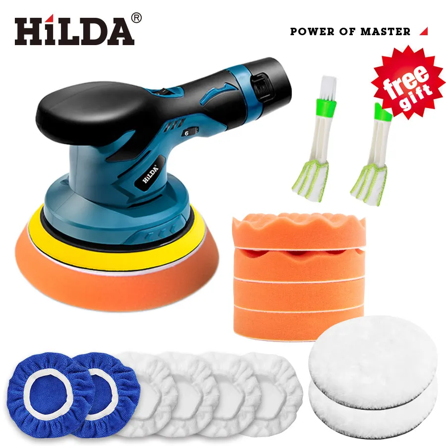 HILDA Cordless Car Polisher 12V Wireless Car Beauty Waxing Auto Paint Care Furniture Polishing Machine Auto Washing