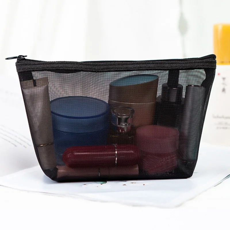 

1PCS Women's Cosmetic Bag Travel Neceser Small Large Black Toiletry Kit Transparent Makeup Organizer Washing Pouch Make Up Bag
