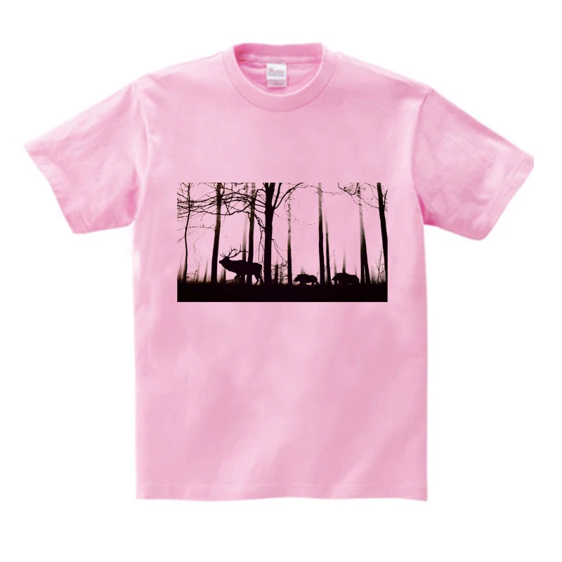 

Summer Hot Sale Cartoon Misty Forest Painting T-shirt Boys and Girls Round Neck Summer Soft Cotton T-shirt Children Clothes