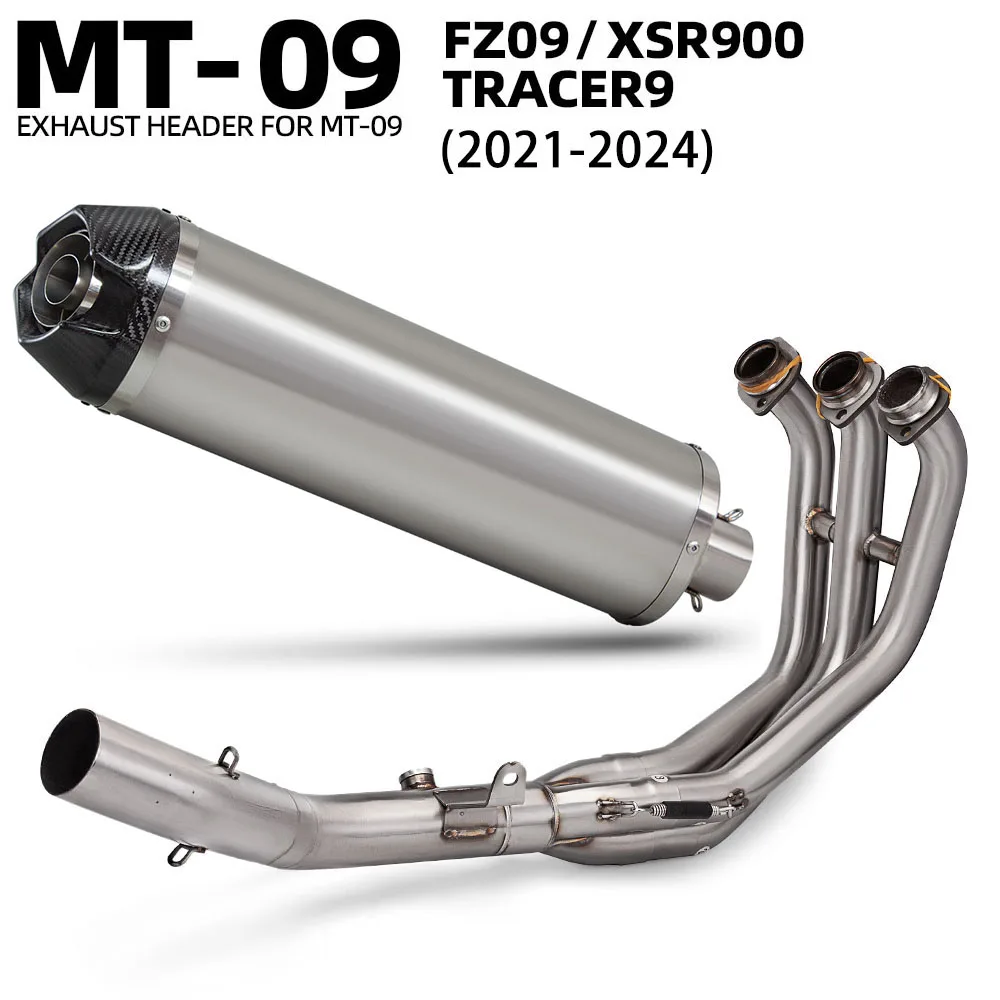 Фото Выхлопная система MT09SP для мотоциклов Yamaha MT09, FZ09, XSR900, Tracer 9/GT 2021-2024: комплект выхлопных труб, коллекторы, глушитель Indy Racer №1