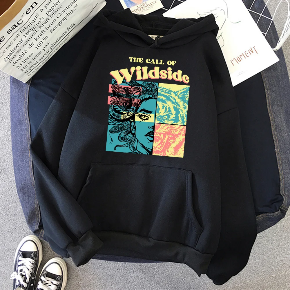Толстовка с капюшоном The Call Of Wildside Medusa And Tiger рисунком пазлов Мужская осенняя