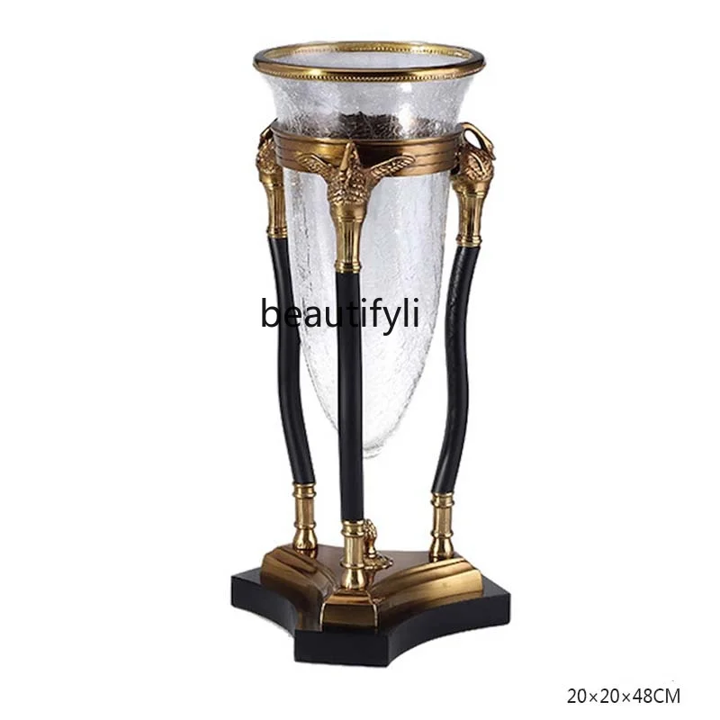 

GY American Art Pure Copper Crystal Bougainvillea Spectabilis Vase Villa Desktop End Table Ornament Decoration