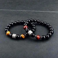 classic stone bead bracelet men 6810mm handmade lava tiger eye stone bead strand bracelet for men women jewelry gift