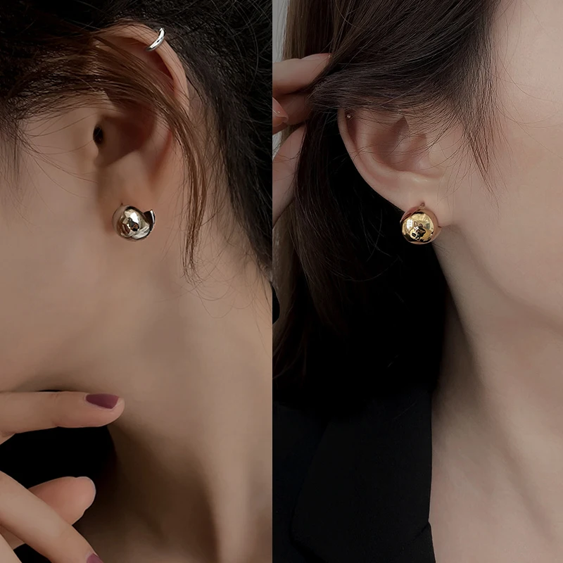 

Женские металлические серьги-гвоздики, простые полукруглые серьги с гладкой поверхностью, Ювелирное Украшение в стиле панк, 2022