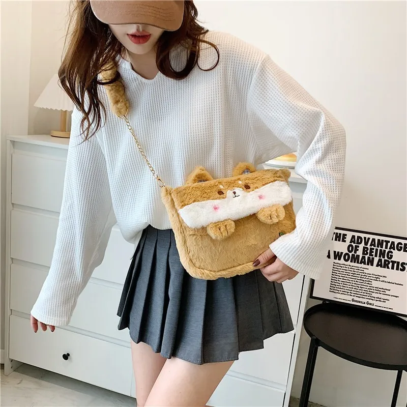 Зимняя милая плюшевая сумка рюкзак японская Униформа Ins Jk сумка-мессенджер через