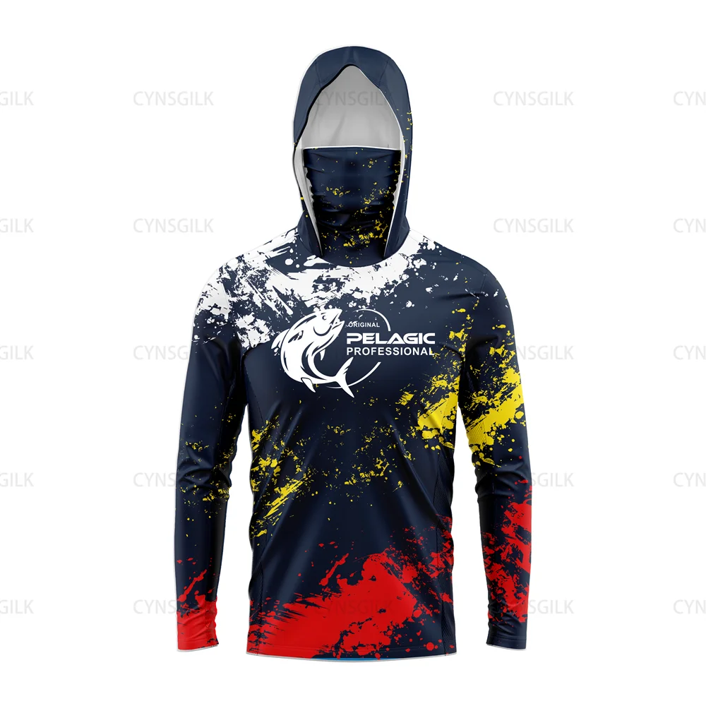 original pelagic professional Men Hood Fishing Shirt long sleeve fishing t shirt uv protection Apparel