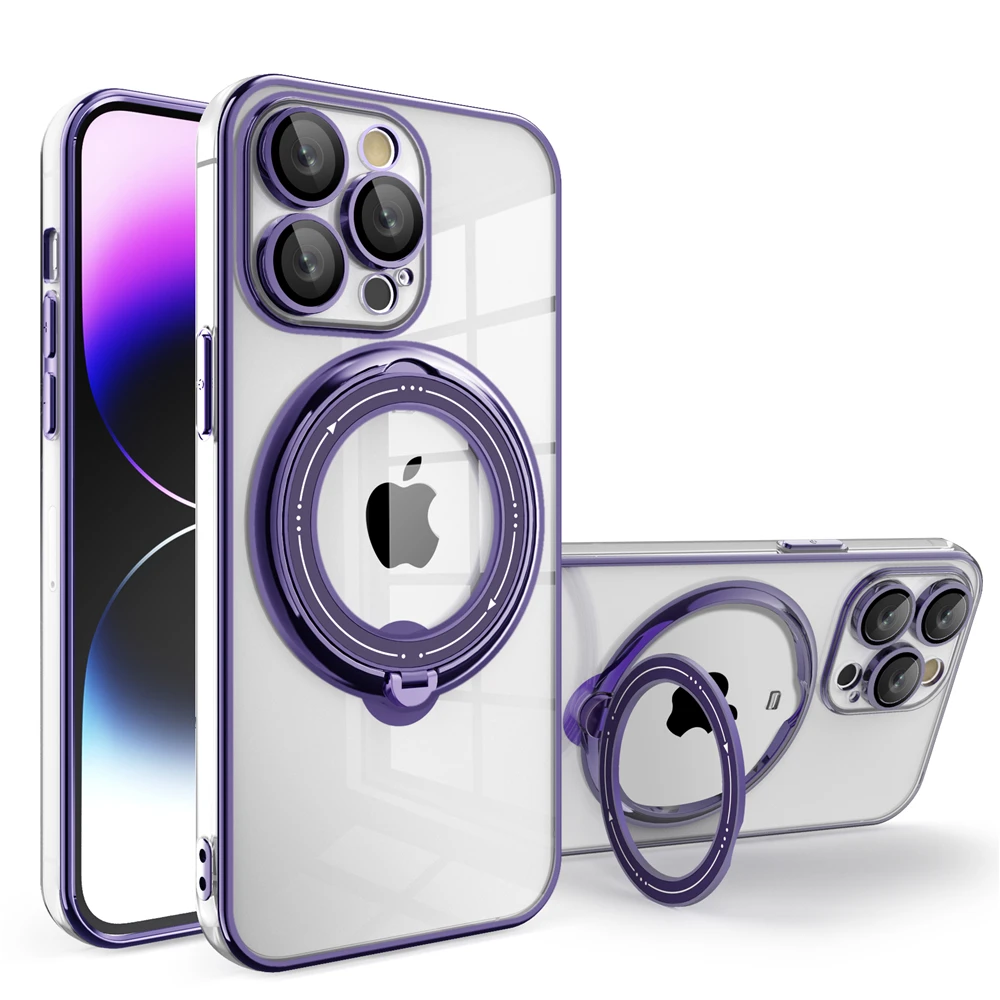 Магнитный Прозрачный Чехол Для iPhone С Кольцевой Подставкой Моделей 15 14 Pro Max 13 12 11 XR