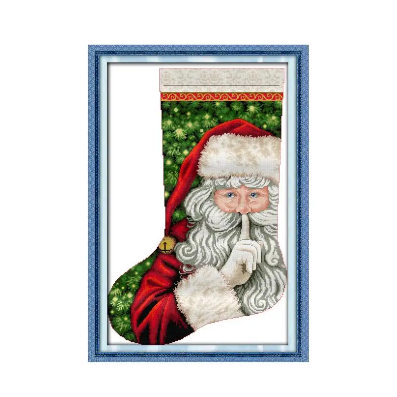 

Christmas Stocking-Santa Claus (2) cross stitch kit 14ct 11ct pre stamped canvas cross stitching embroidery DIY needlework