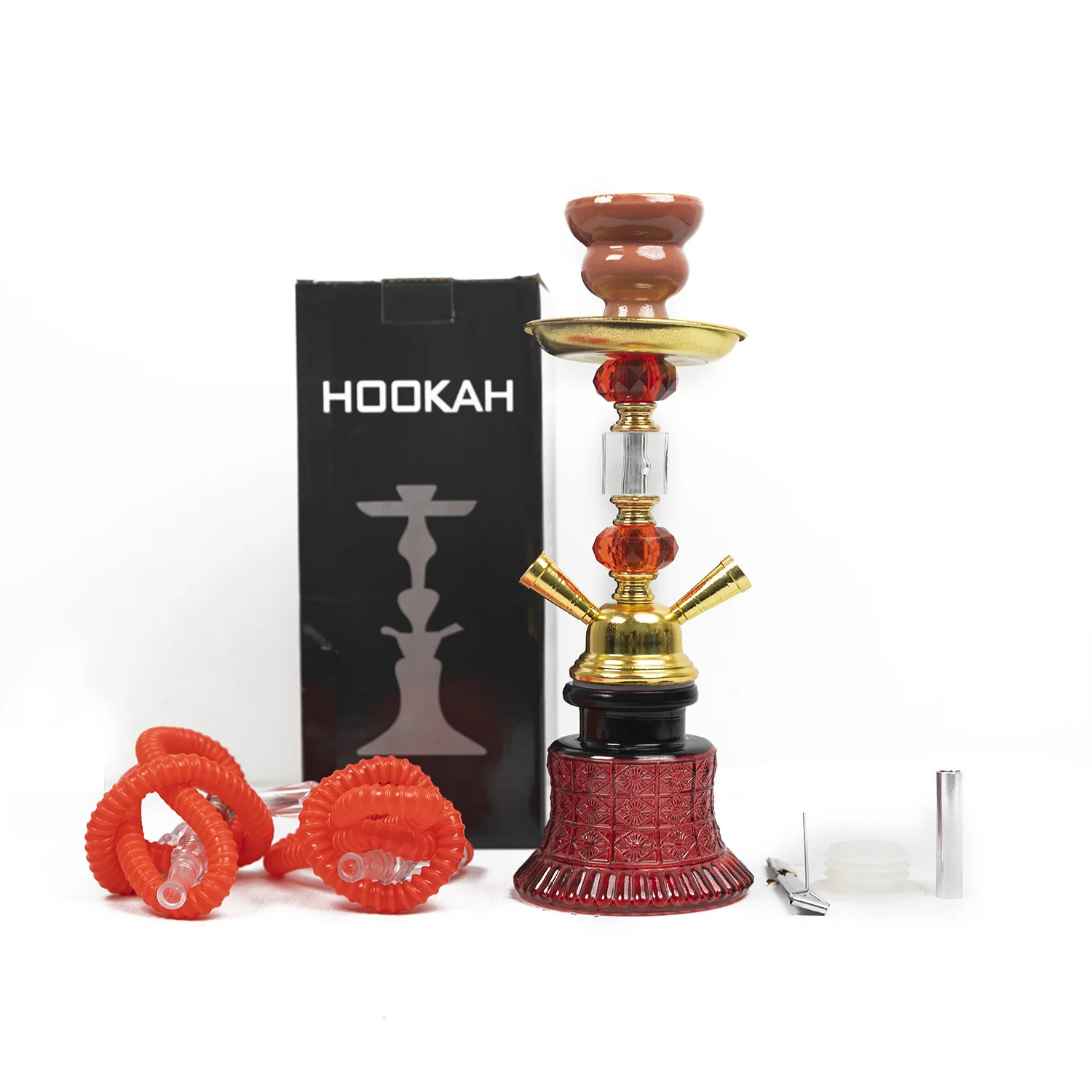 

Hookah Set Portable Design, Shisha With Everything Accesories, Glass Vase, Ashtray And Ceramic Bowl