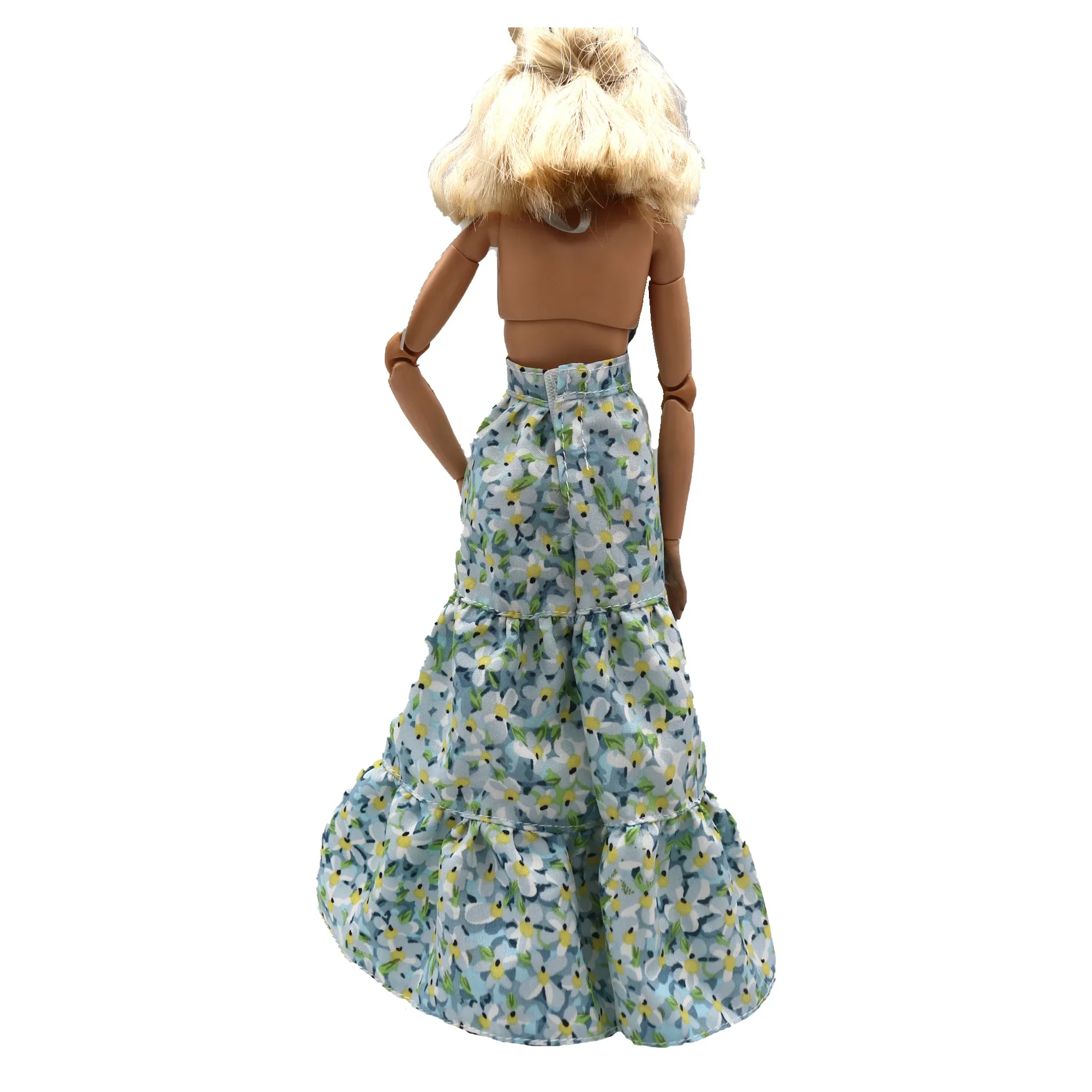 Фото Модное платье ручной работы для куклы 30 см (1/6), с бантом на шее, открытой спиной и цветочным принтом, аксессуар для куклы №5