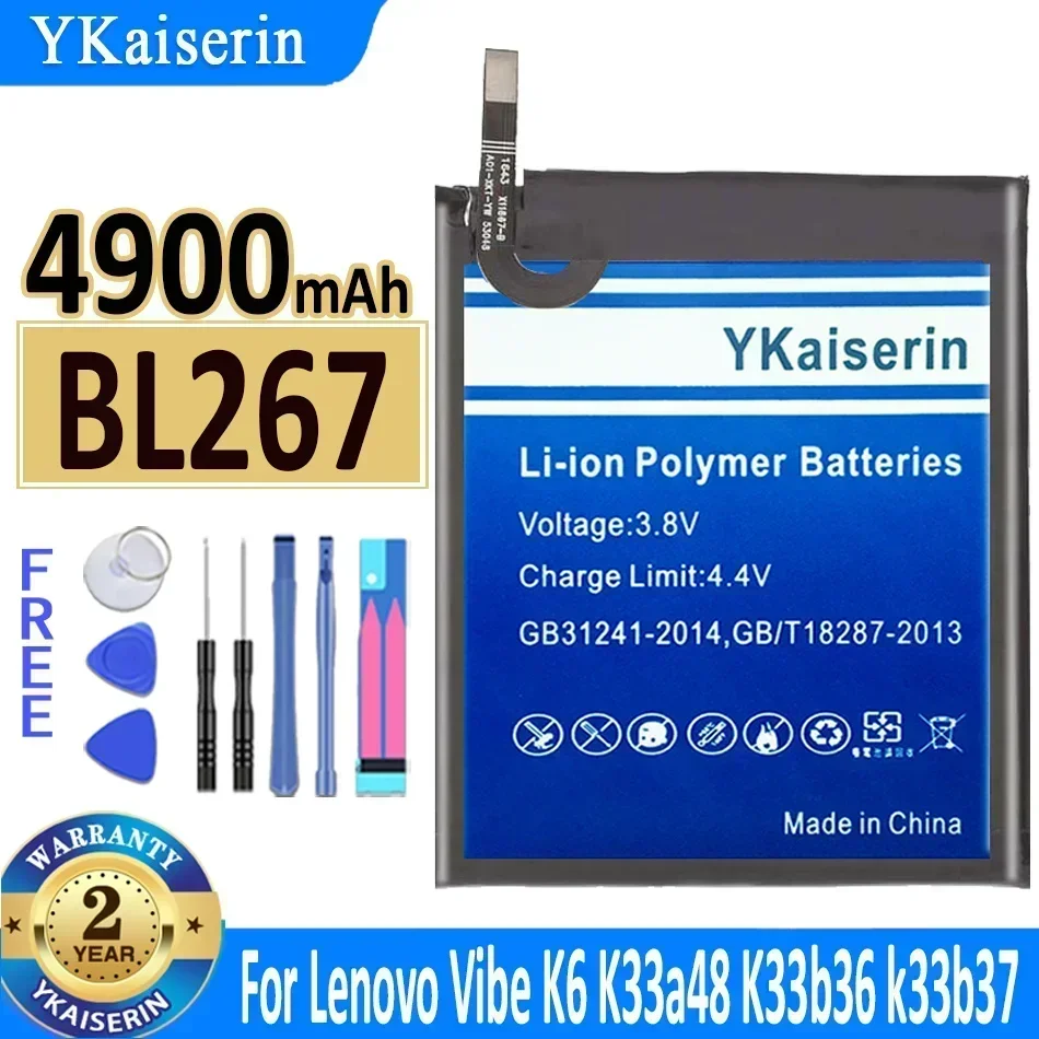 Аккумулятор YKaiserin BL267 BL272 для Lenovo Vibe K6 BL 267 K33a48 K33b36 K33b37/K6 Power/ K33A42 XT1662 Bateria