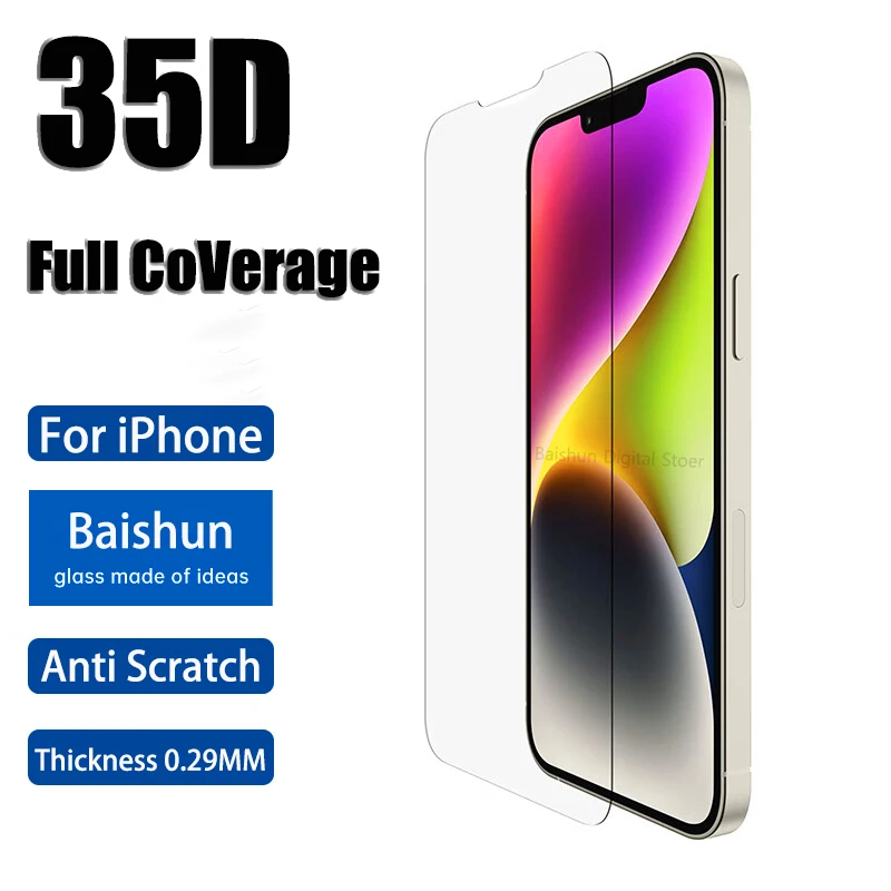 

35D Tempered Glass For iPhone 14 13 12 11 Pro Max Mini Screen Protector iphone14 iphone13 13pro Xr X XS Max 7 8 Plus Accessories