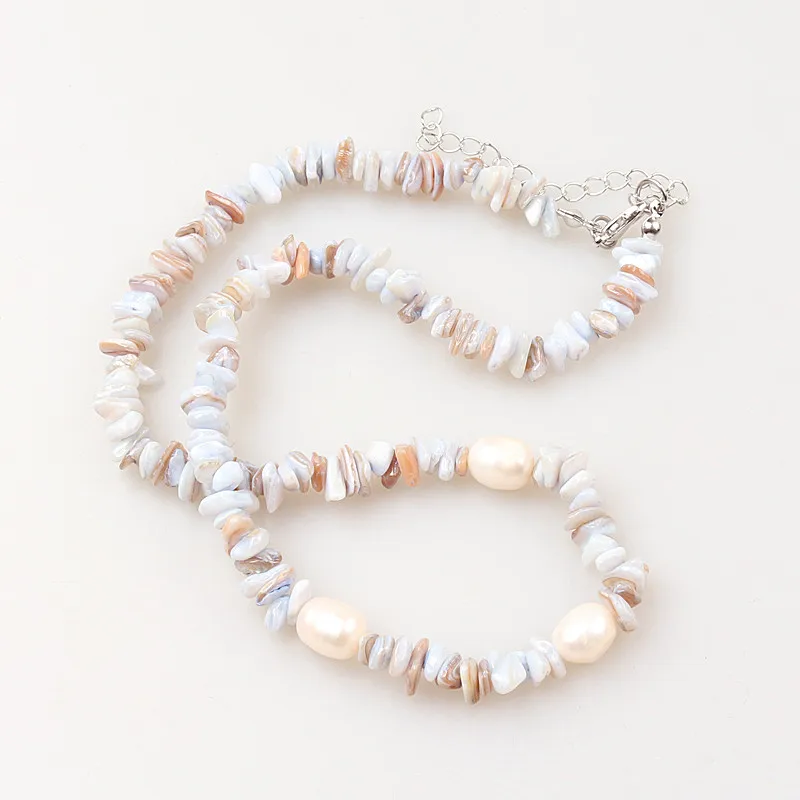 Ожерелье-чокер ручной работы из натуральной ракушки с жемчужными бусинами для