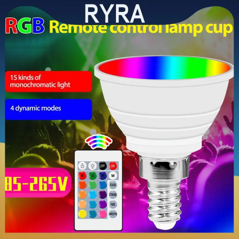 

Светодиодная лампа, лампочка с дистанционным управлением, цветная лампа E27RGB, чашка, умный Цвет GU10, цветной фон