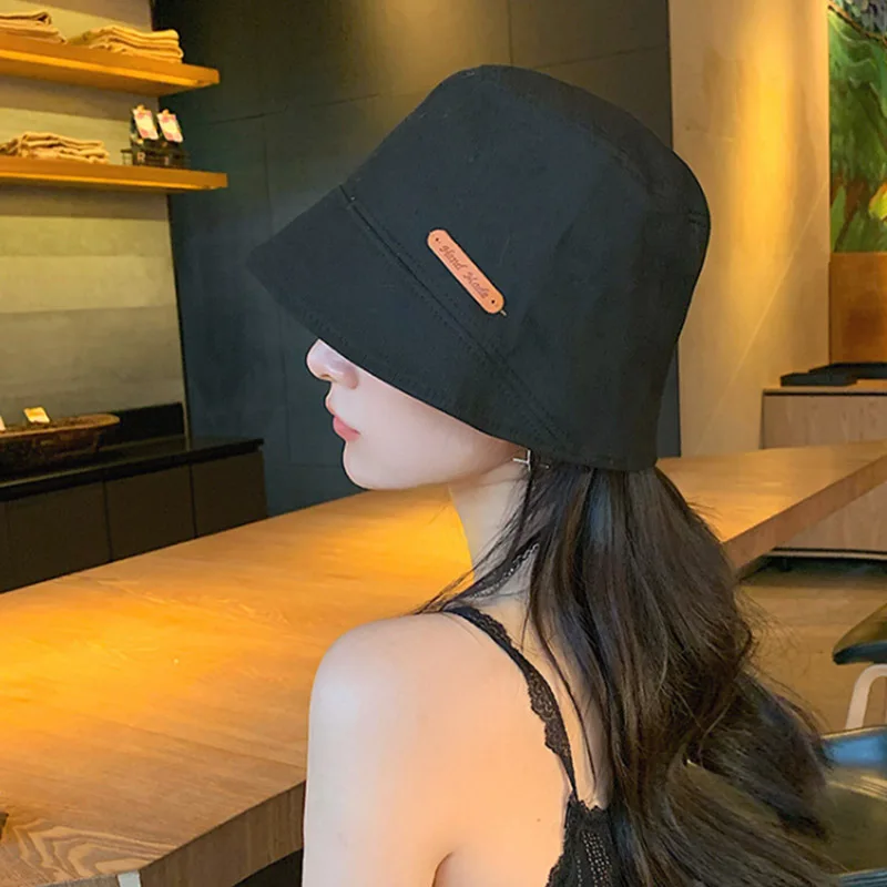 

New Spring Summer Outdoor Tour Bucket Hat Lady Girl Solid Color Sun Visor Hat Foldable Sun Protection Fisherman Panama Basin Cap