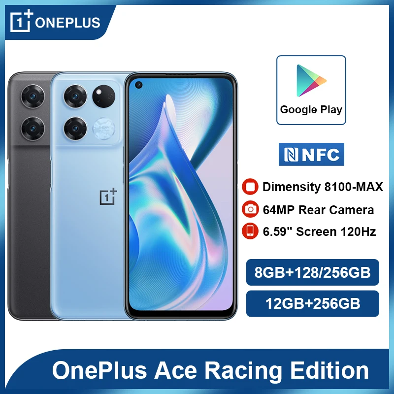 OnePlus Ace Racing Edition Mobile phone Multi languages Dimensity 8100 MAX Cellphone 5000mAh 67W Fast Charge Android Smartphone
