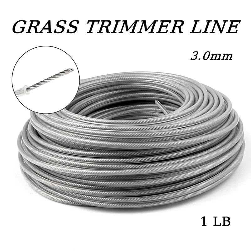 High Quality Nylon Coated Steel Wire Grass Trimmer Line 3.0mm*1LB for Brush Cutter Grass Trimmer