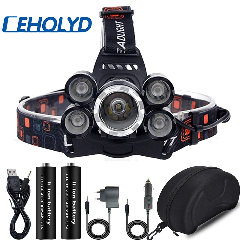 

Головсветильник фонарь, фонарь с 5 светодиодами, Головной фонарь, USB-перезаряжаемый аккумулятор 18650, фонарь, лампа IPX4, водонепроницаемый головсветильник онарь, фонарь, фонарь для рыбалки