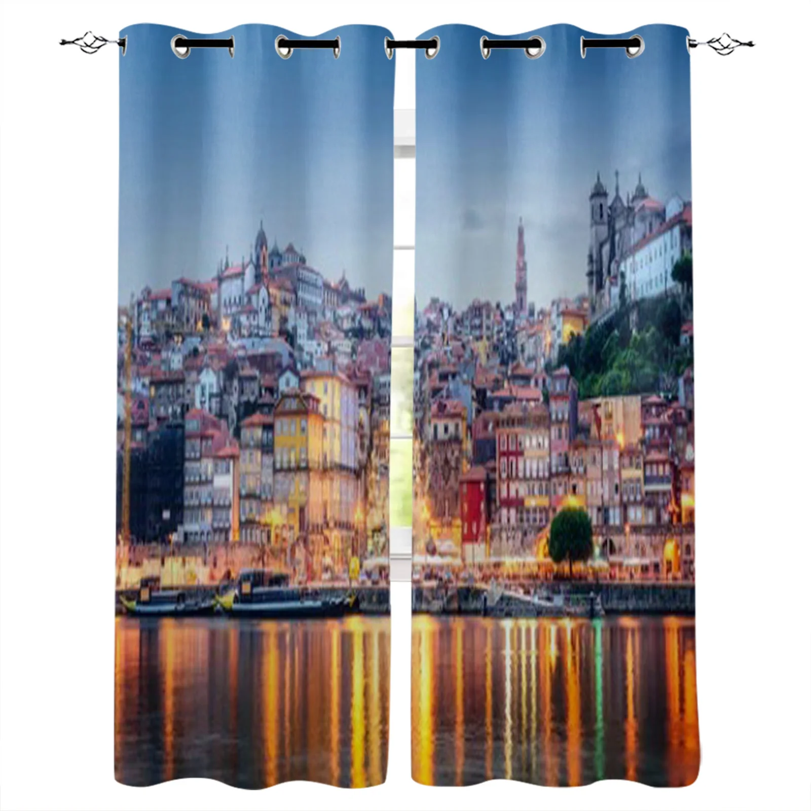 

Городской пейзаж из Порто-Португалии по реке доуро, оконные занавески для гостиной, украшение для спальни, кухни, занавеска для дома