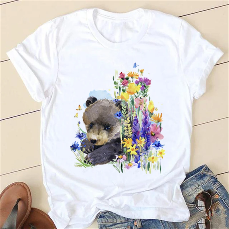 

Модный трендовый свитер с акварельным рисунком милого медведя, повседневный летний пуловер с рисунком из мультфильма, Модный женский топ