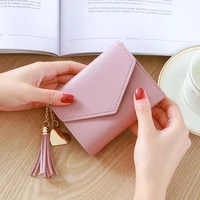 womens mini pink womens wallets short tassel pendant wallet coin purses clutch money bag cute female wallet in hand id card