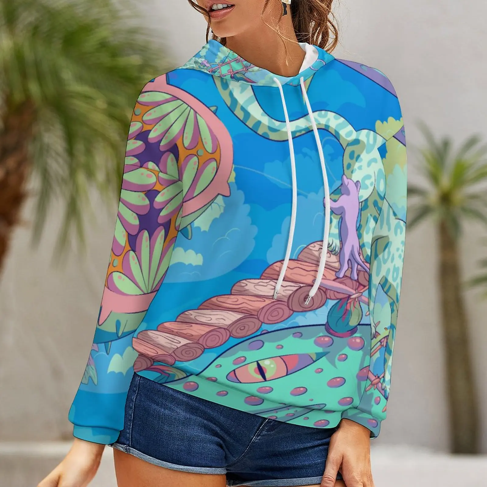 

Толстовка с капюшоном женская, осенняя, с принтом в виде растений и листьев, 2022, с длинным рукавом, большие размеры