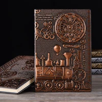 handmade hardcover pu notebook european relief vintage notepad a5 diary simulation copper color office decorations statue