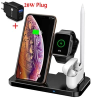 wireless charging station 4 in 1 qi certified fast wireless charger stand dock for iwatch series se airpods and pencil iphone
