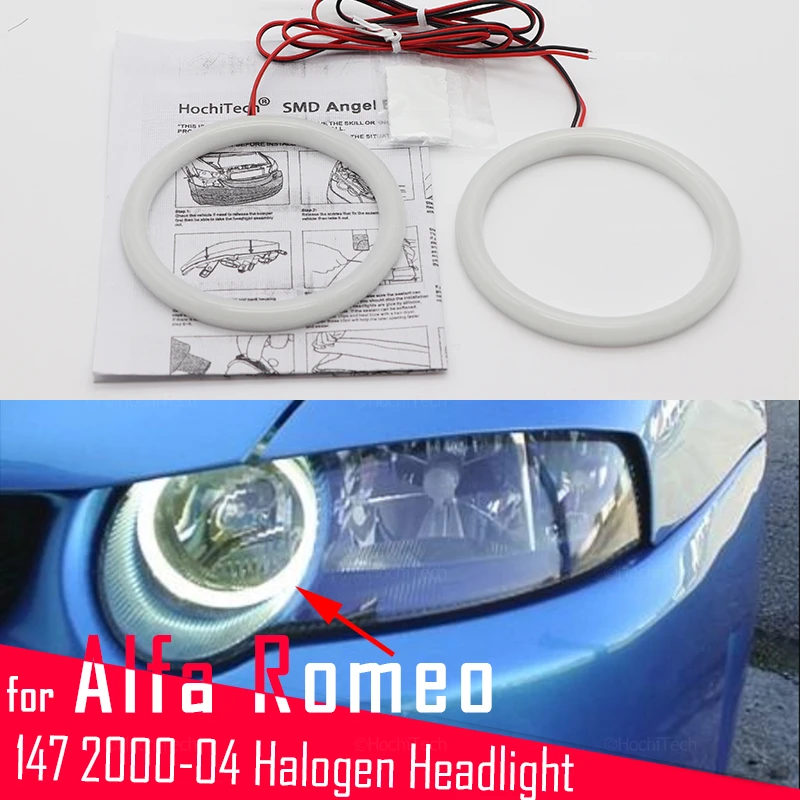 for Alfa Romeo 147 2000-2004 Halogen headlight Car Accessories LED Angel Eyes Kit Cotton White Halo Ring Demon Eyes