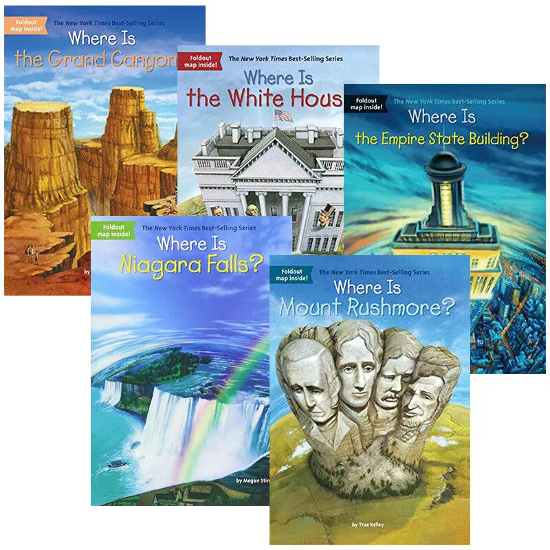 where is a series of American attractions themed set of 5 English popular science books for children aged 8-12  books for kids