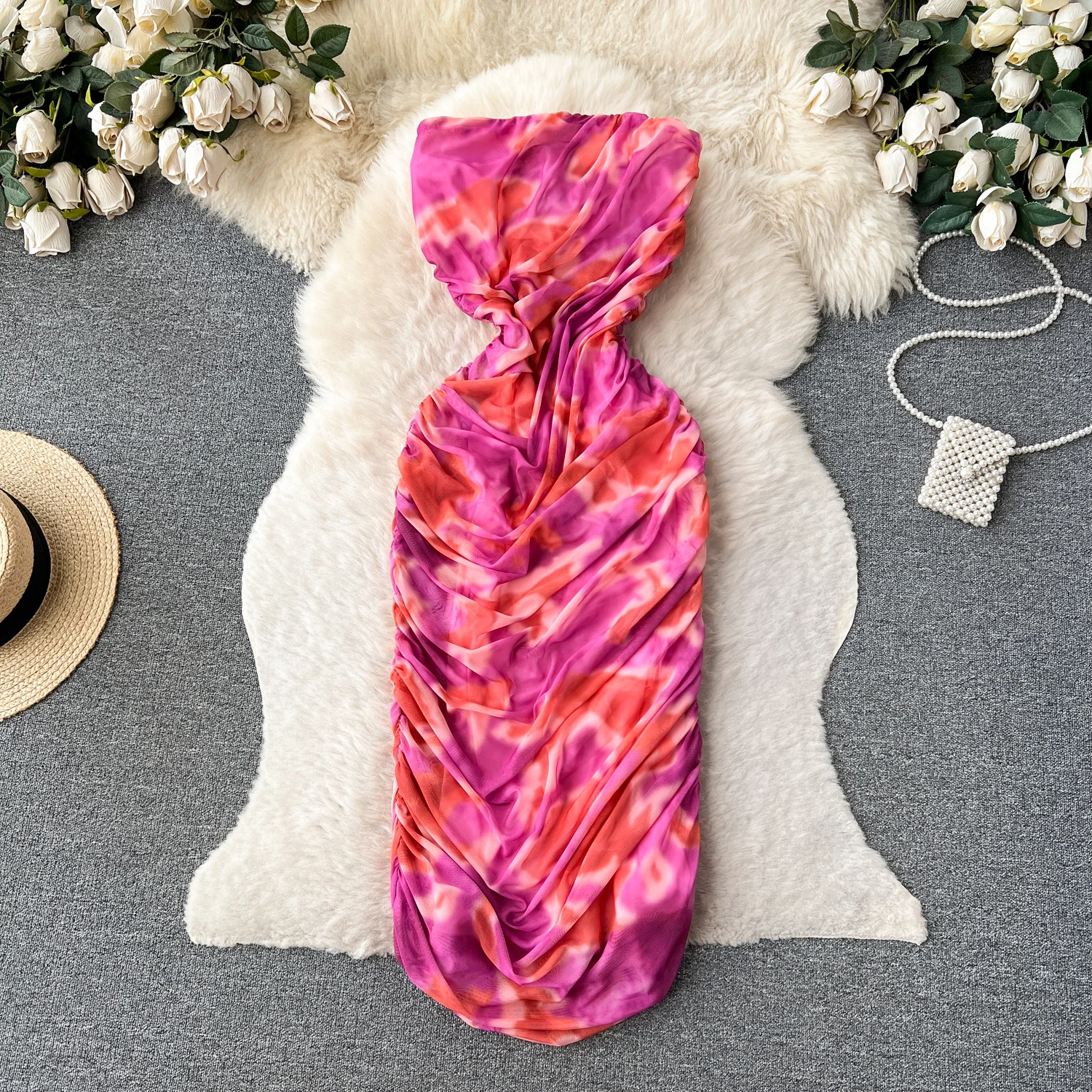 

2023 Новое Плиссированное Сексуальное Женское Платье из фатина