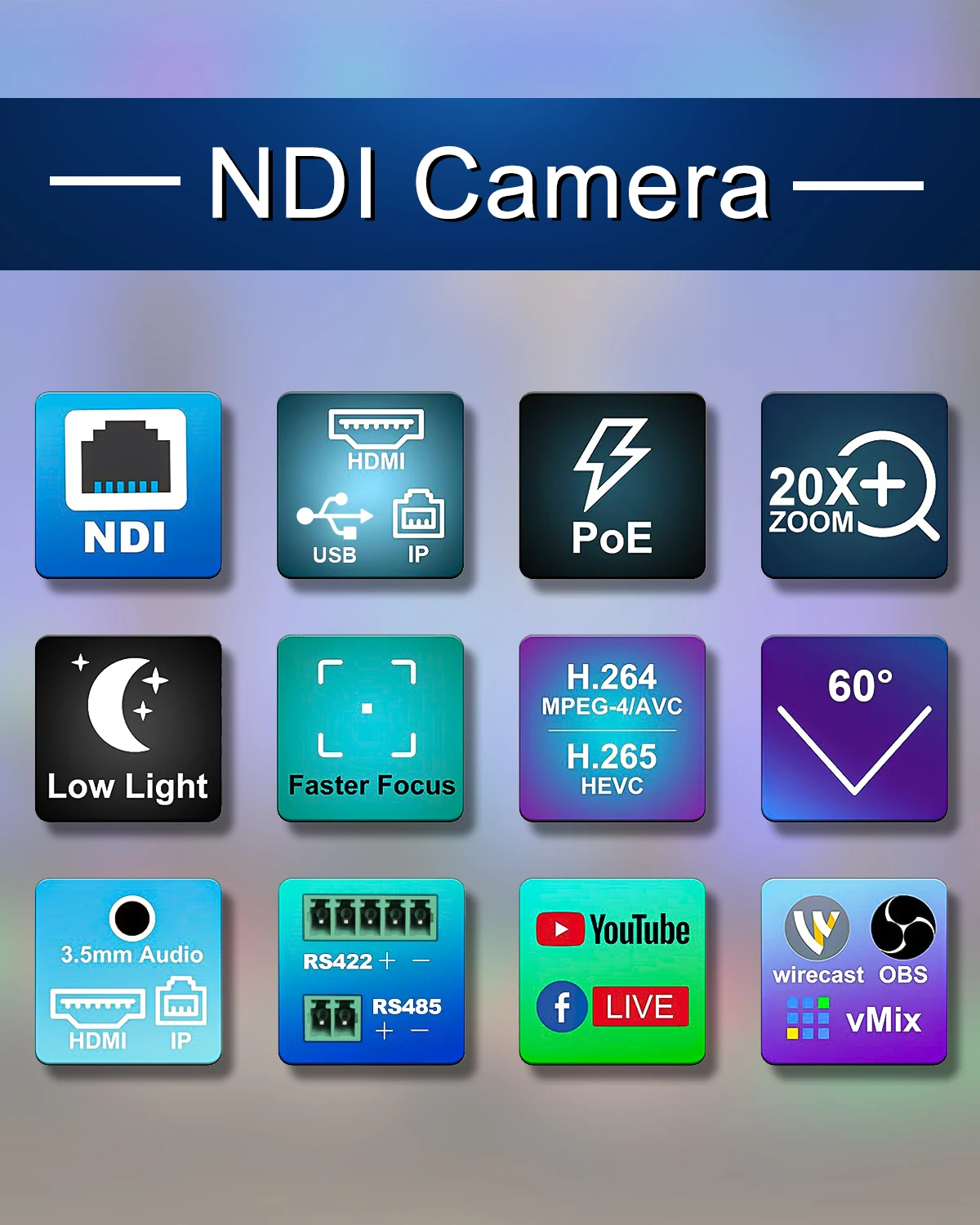 FoMaKo FMK20UH NDI 20-кратный оптический зум PTZ USB3.0 IP-трансляция в реальном времени