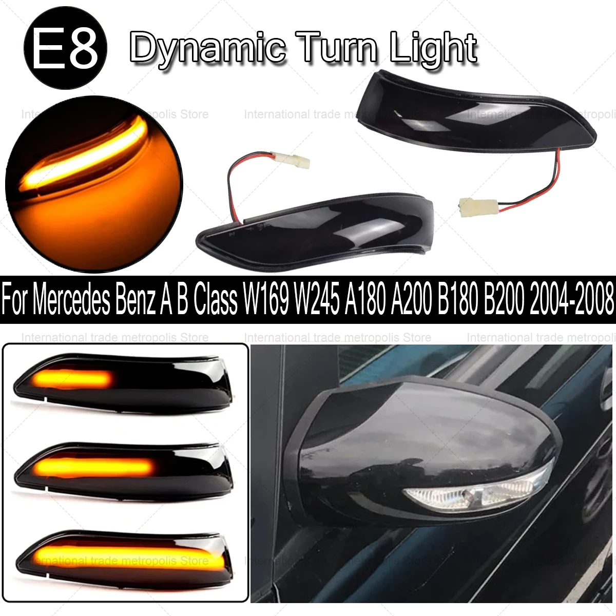 Фото Светодиодный динамический поворотник для Mercedes A/B Class W169 W245 2004-2008 A180/A200 B180/B200, зеркало со стрелкой №2