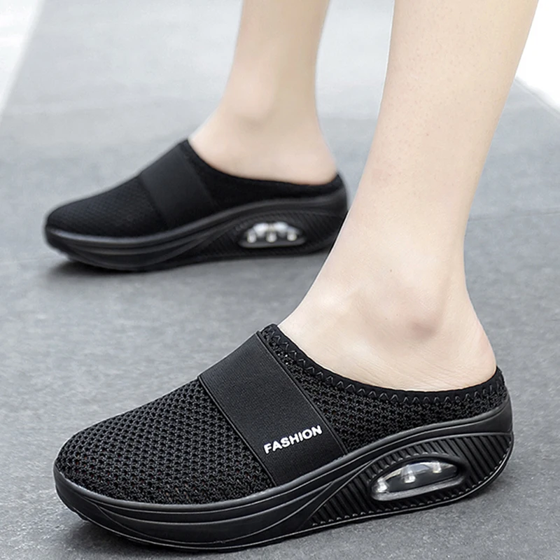 

Women Mesh Lightweight Shoes Woman Slippers Wedge Shoes Female Air Cushion Sandals Thick Bottem Casual Sneakers women Plus Size