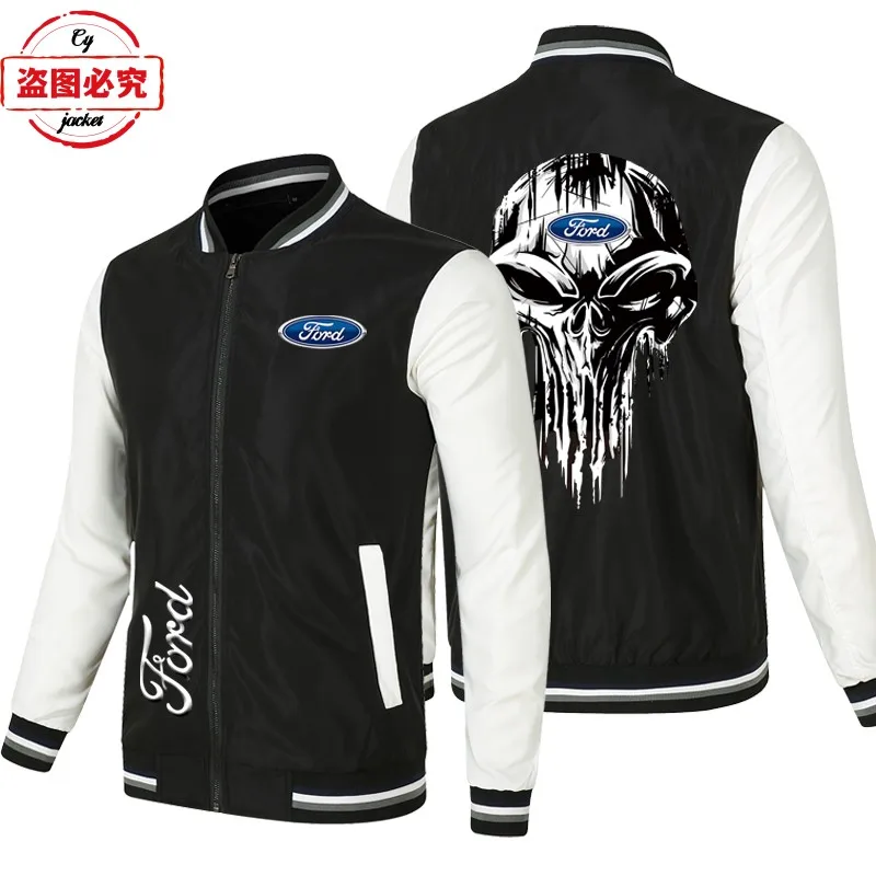 Фото WRC Rally Ford Racing Car Logo Куртка Свободная мужская бейсбольная куртка с длинным рукавом соответствующего цвета Куртка с логотипом автомобиля Ford №2