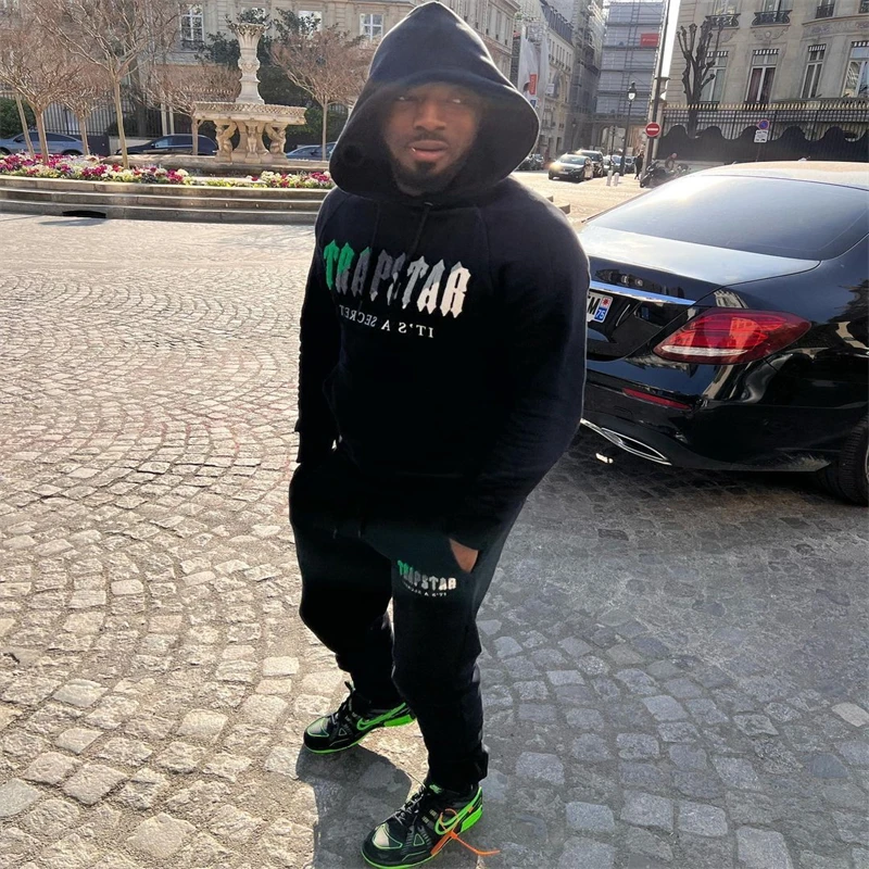 Men Trapstar Tracksuit Combination Chenille Decoded Hoodie Jogging Pants Green 1:1 Top Quality Women Embroidered Jacket