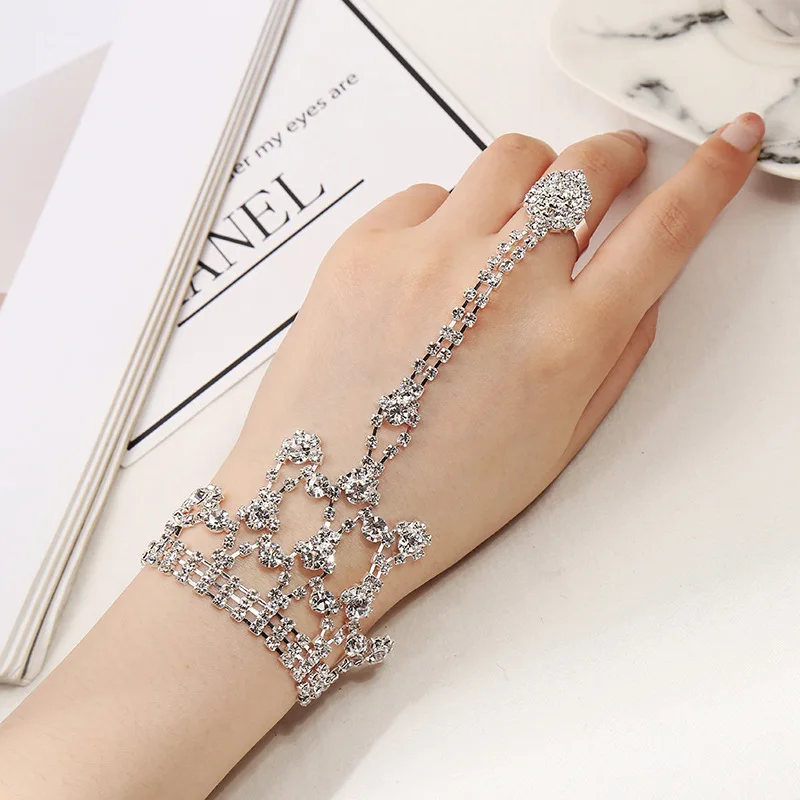 Новый модный браслет-кольцо с бриллиантами, на одной цепи, для латиноамериканских танцовщиц, в тренде, для женщин, возможность комбинировать.