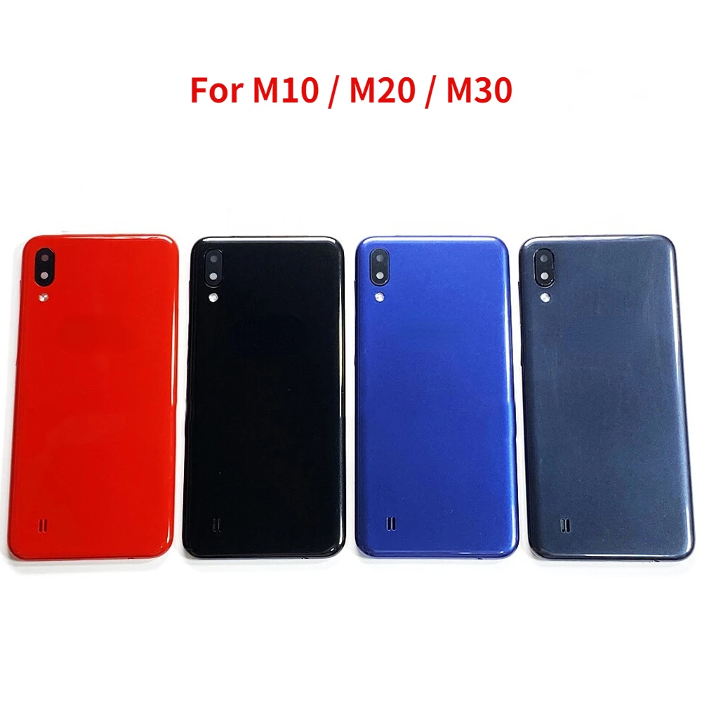

For Samsung Galaxy M10 M105 M20 M205 M30 M305 Back Battery Cover Rear Door Housing Case with camera lens + logo