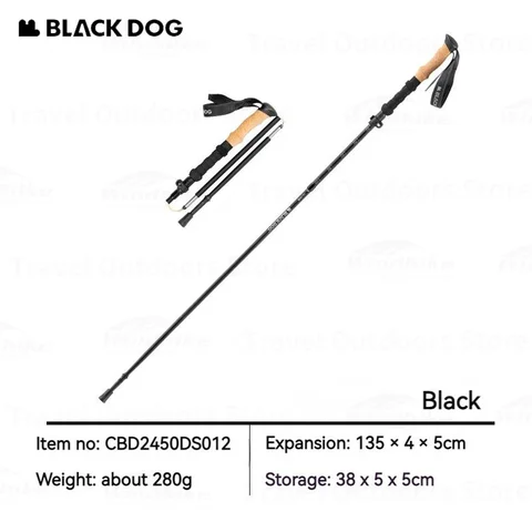 Naturehike-Blackdog Альпинистская палка из алюминия черная