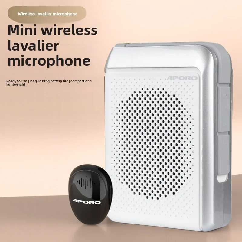 Фото Беспроводной мегафон APORO-T18mini с креплением-клипсой, 2.4G - усилитель звука с длительным временем работы от батареи для учителей и экскурсоводов. №1
