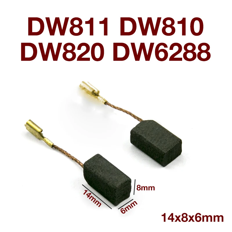 Угольная щетка DW810 для DEWALT DW810, DW811, DW820, DW6288, запчасти для угловой шлифовальной машины, 14x8x6 мм