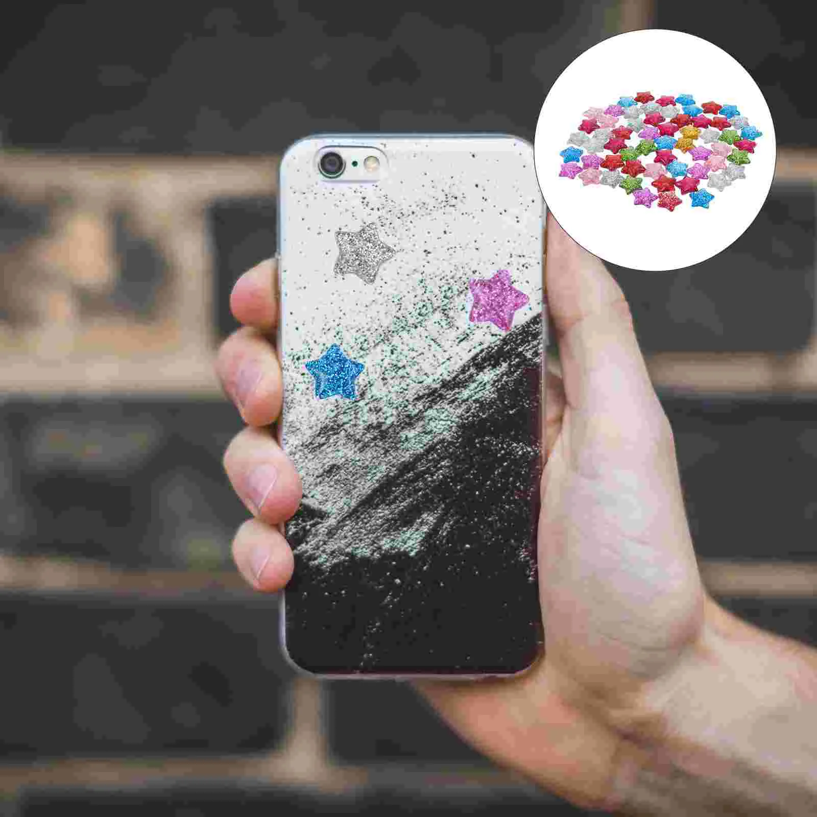 

60 Pcs Glitter Resin Stars Hand Decor Five-Pointed Beads Cabochons DIY Manual Craft Handmade