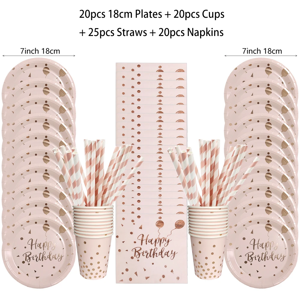 

Набор одноразовой посуды розового золота FE11