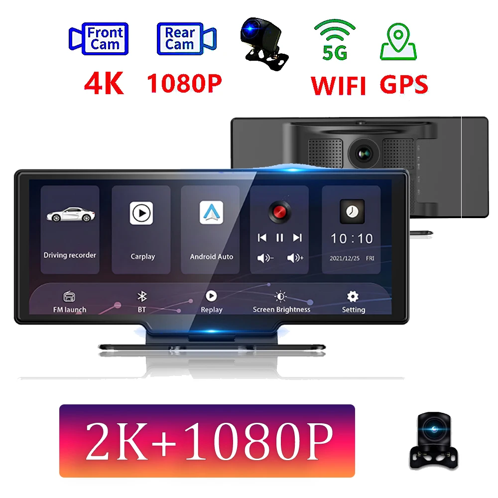 

Видеорегистратор 10,26 дюйма, 2K, Wi-Fi, GPS, AUX